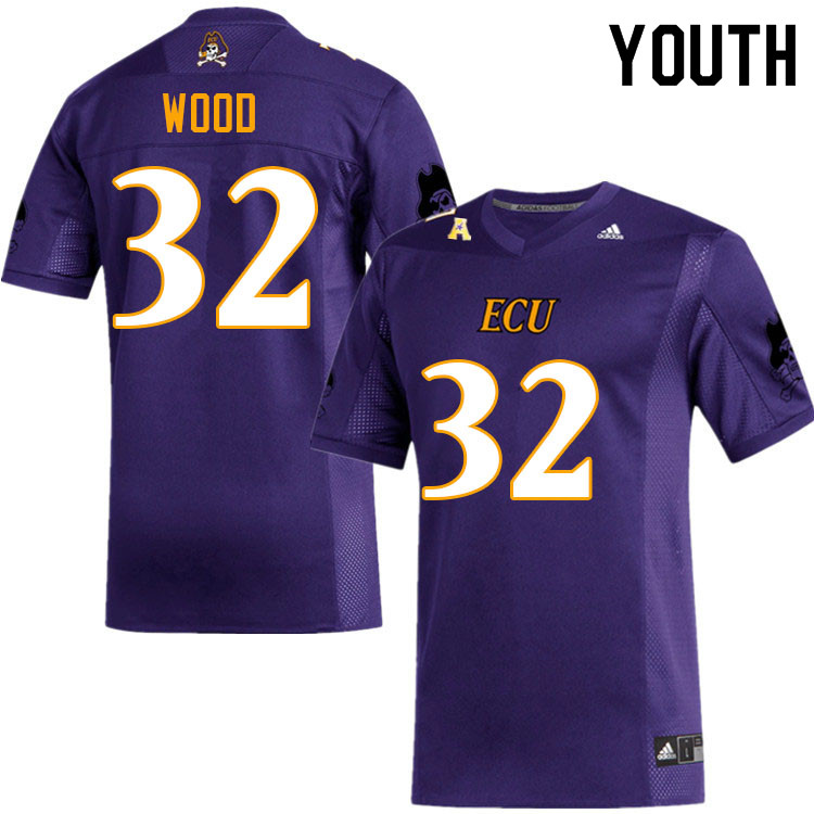 Youth #32 Julius Wood ECU Pirates College Football Jerseys Sale-Purple